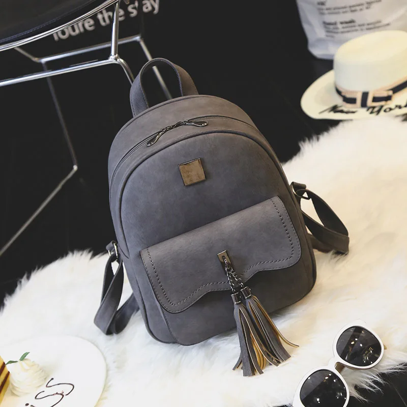 Tassel Women Backpacks arrival PU Leather Lady Backpacks High Quality arrival Girls Backpack Cute School Bag 1588 - Цвет: B