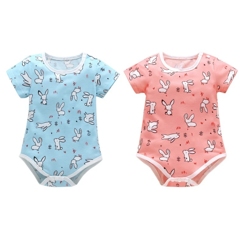 Baby Girl Boy Rabbit Print Rompers Newborn Baby Clothes For 0-18M Girls Boys Short Sleeve Jumpsuit Baby Outfits Clothes