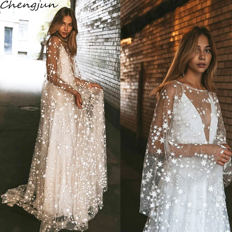 Chengjun дизайн блестящие сексуальные иллюзии из двух частей свадебное платье с открытой спиной