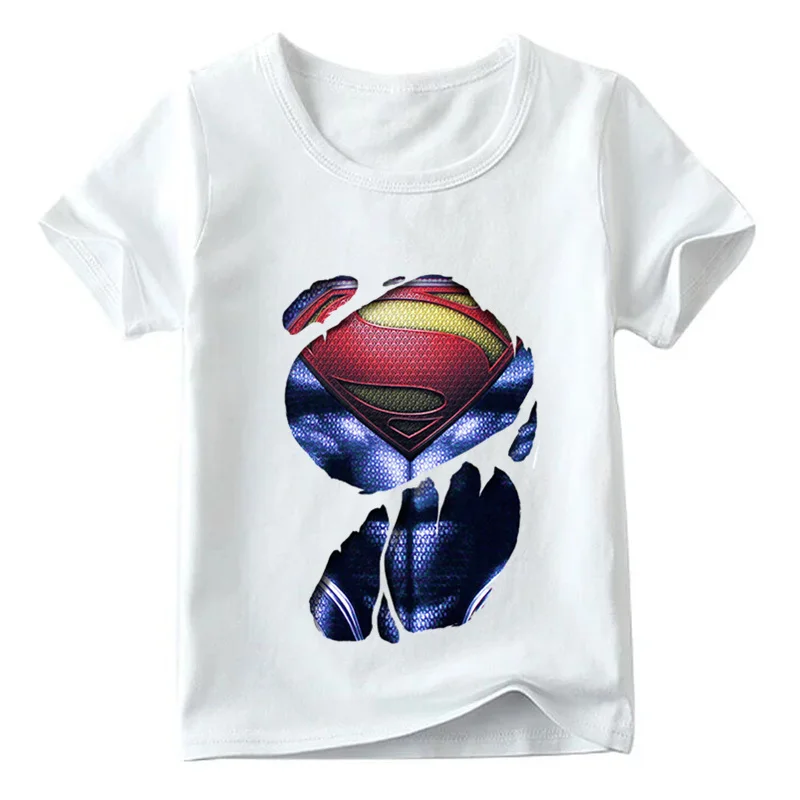 Забавная футболка с принтом «Халк/Супермен/Человек-паук» для мальчиков и девочек детские топы с супергероями, Детская футболка с короткими рукавами, ooo5198 - Цвет: White C