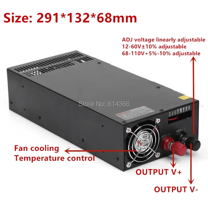DC 12V 13 5 V 15V 24V 27V 30V 36V 48V 60V 68V 110V 1000w 1200W импульсный источник питания трансформатор AC