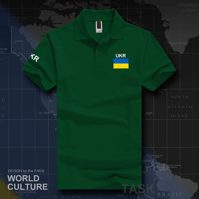 Украинские мужские рубашки поло с коротким рукавом, белые бренды, с принтом для страны, хлопок, Национальный командный флаг, новинка, UKR Ukrayina - Цвет: polo-Green