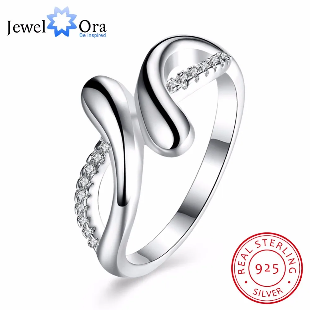 Solid 925 Sterling Silver Ring Irregular Design Zircon Female Trendy Fashion Jewelry Party Rings For Women (JewelOra RI102649)
