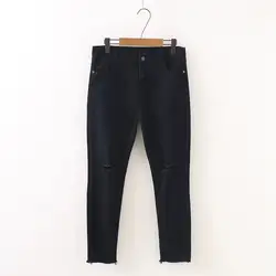 Большие размеры бойфренды рваные джинсы женские Штаны крутые джинсовые винтажные джинсы для девочек середины талии повседневные штаны