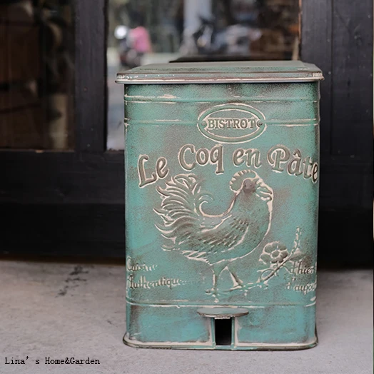 foot pedal metal zinc handcrafted vintage dustbin box (6)