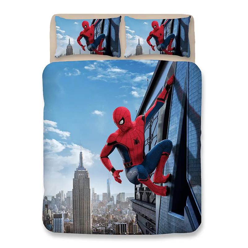 

3pcs Home Textile Marvel Superhero Spiderman bedding Set Duvet Cover sheet bed king queen bedding quilt cover Various sizes