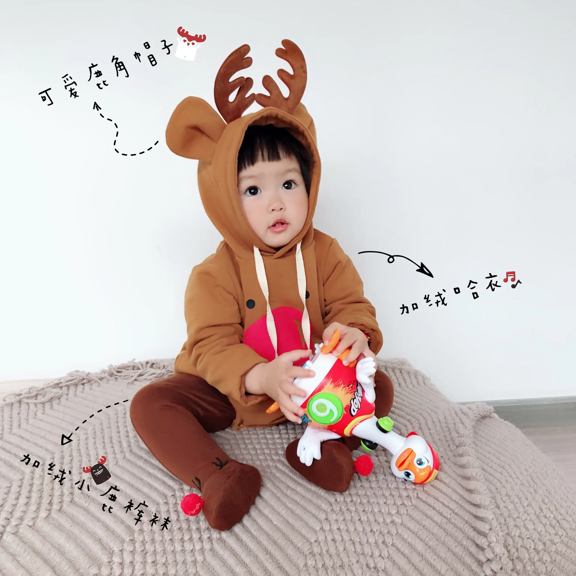 Зимние Детские Боди рождественские бархатные и утолщенные для маленьких мальчиков, детский коричневый боди для маленьких девочек одежда для детей спортивный костюм
