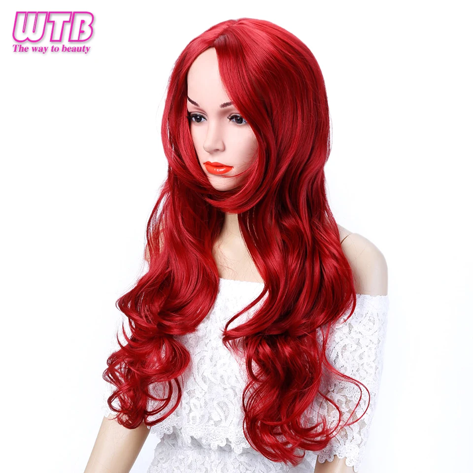 WTB Long Wavy Cosplay Wig Black Brown Blonde Women Wigs for African