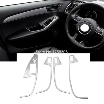 

4pcs Car Inner door handle cover/ four doors windows glass lifter panel decoration cover stickers Fit For AUDI Q5 A6L