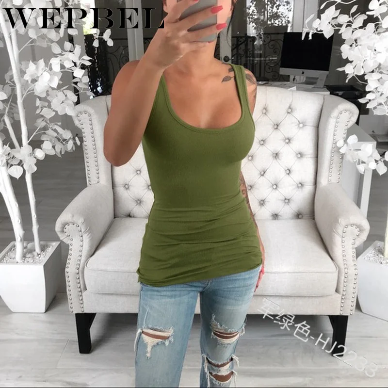 WEPBEL Модные женские хлопковые пикантные майки Cami без рукавов Футболка без спины блузка