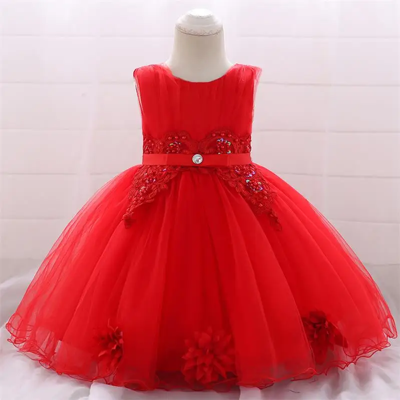 Г. Летняя одежда для малышей красное платье для маленьких девочек Детские Вечерние платья на свадьбу для девочек, платье принцессы для новорожденных девочек на первый день рождения - Цвет: Red
