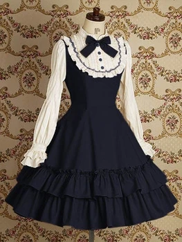 

Free shipping women summer dress Maid cosplay lolita Dress Retro lace daily dress medieval gothic dress for girl