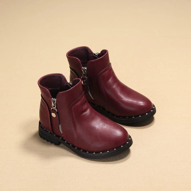 

2018 winter boots for girls snow boots for kids shoes big girls Plush ankle boots for girls Fashion Autumn School Leather shoes
