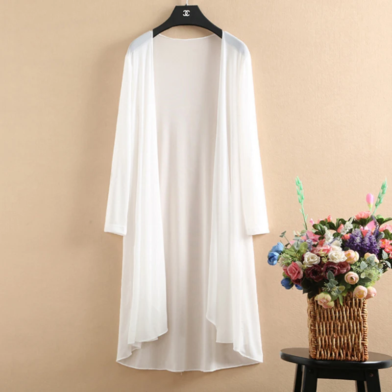 Kimono Cardigan Long Summer Cardigan Women White Blouse Pink Shirt 4XL 5XL Plus Size Boho Bohemian Mesh Shirts 2018 Korean Tops