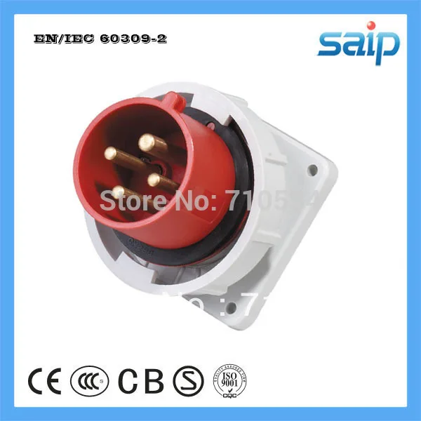 

CEE/ IEC International Standard IP67 Industrial Panel Mounted Plug with 400V, 32A, 4 Poles
