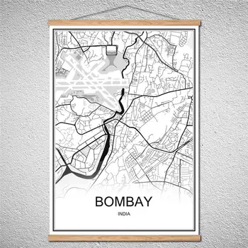 

Customized Pattern BOMBAY World City map Modern poster Canvas Abstract print picture Oil Painting Cafe Bar With Frame Decor