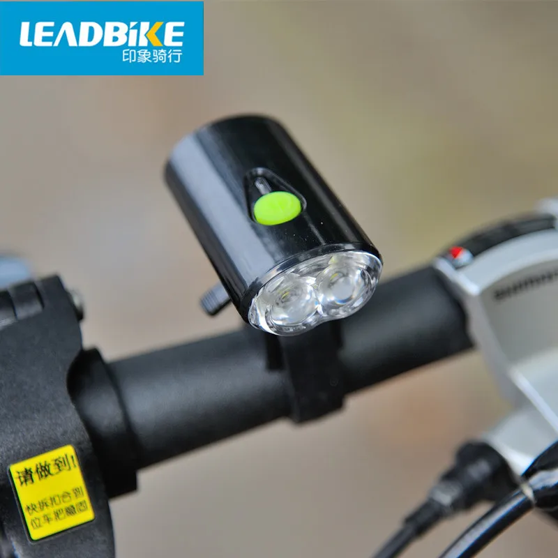 Leadbike Bicycle Front Light 2 Led Super Bright USB Rechargeable Bike