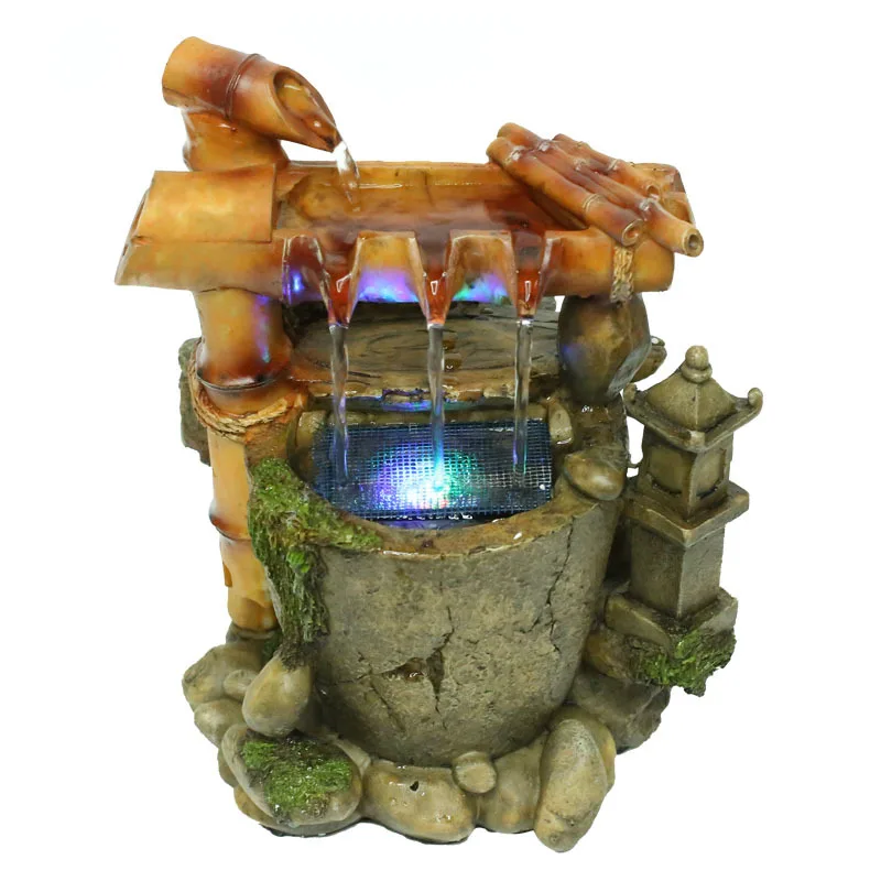 Buy Resin Artificial Bamboo Raft Water Fountains Water