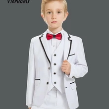 Белые Детские Формальные вечерние 3 предмета смокинги для мальчиков Свадебные для шафера на выпускной костюмы