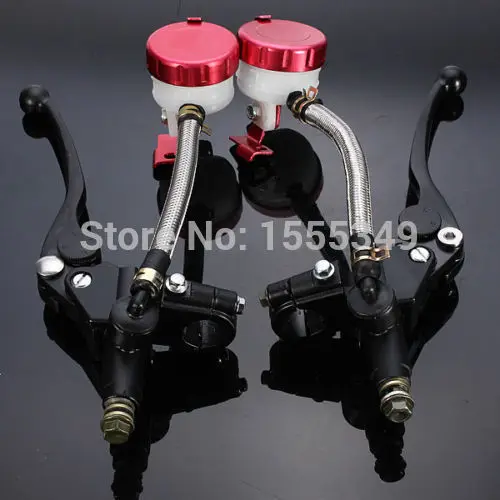 

1 pair 7/8" Universal Motorcycle Hydraulic Brake Master Cylinder Clutch Lever Reservoir For Kawasaki Suzuki Honda Ducati Red