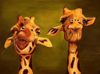 

Abstract Wall Art Hang Pictures Handpainted Giraffe Friends Animal Oil Paintings On Canvas Wall Pictures for Home Decor