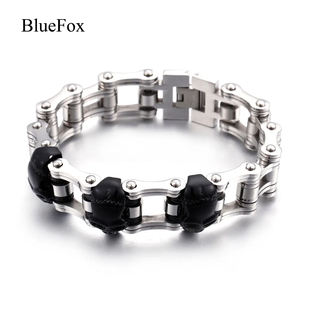Fashion Charms Punk Skeleton 316L Titanium Stainless Steel Men Bracelets &amp Bangles Chic Bicycle Hand Chain Jewelry Pulseras Gift |