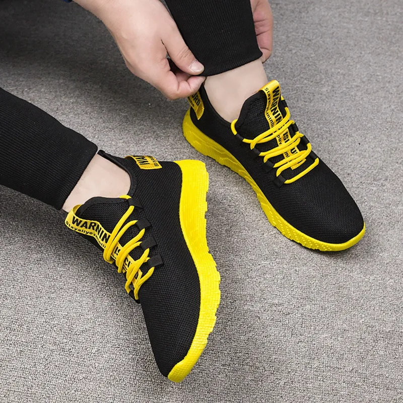 

Fashion Men Sneakers Lace Up Mixed Color Male Tennis Shoes Breathable Confort Stretch Febric Mesh Flats Sports Shoes