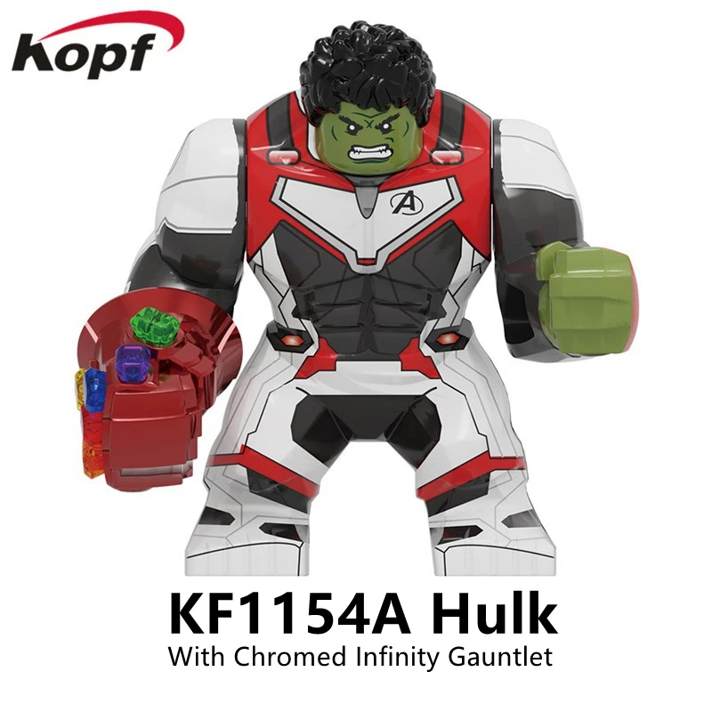 

Avengers Hulk Helicopter Drop Big Figure Hulk With Chromed Infinity Gauntlet Action Figures Collection Toys Brick Building Block