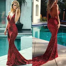 FADISTEE Новое поступление вечерние платья Vestido de Festa Труба Пром Кружевное Платье De Soiree сексуальное с v-образным вырезом Поезд Блестящий узор