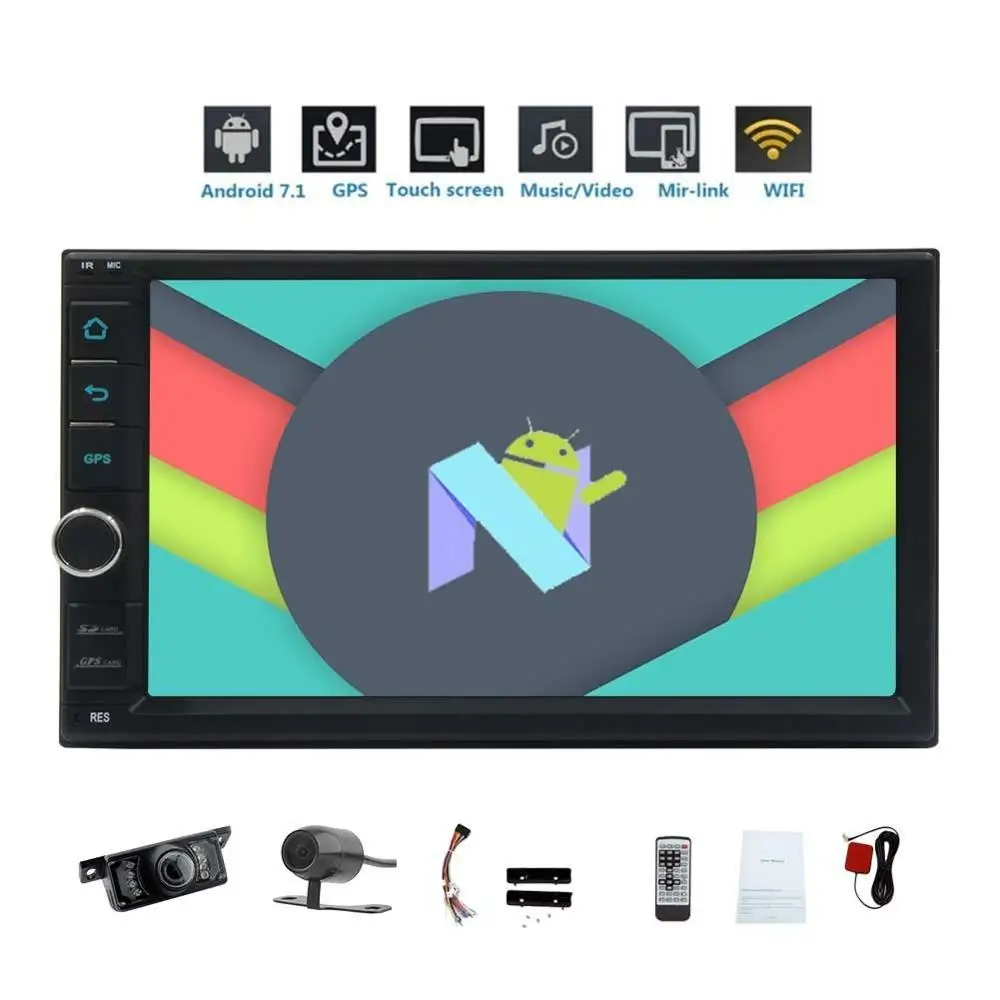 Dual Cameras Include!! 8 Core Stereo 2 din Android 7.1 GPS Navigation Autoradio Bluetooth Tablet Support Wifi/USB/SD Head Unit