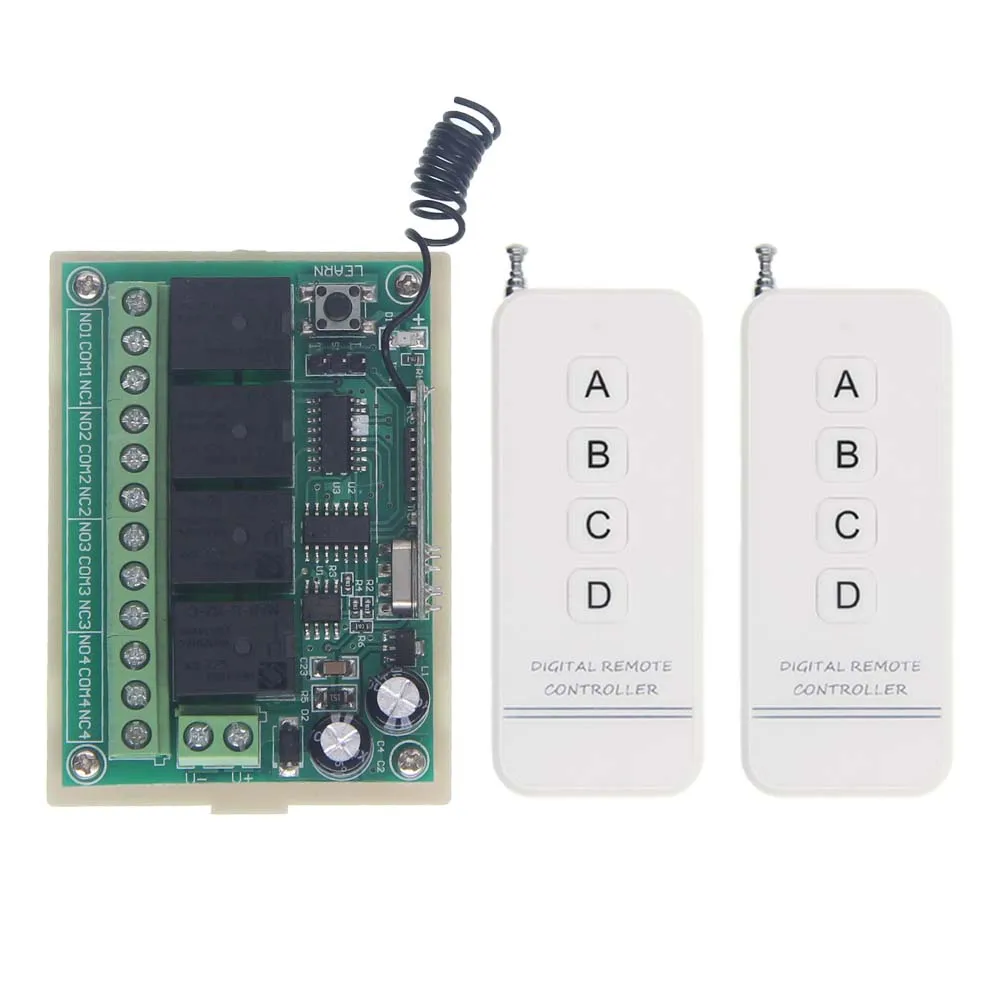 

2019 New 500m DC 12V RF 4 CH 4CH High Power Wireless Remote Control Switch System Receiver Transmitter,315 / 433 MHz