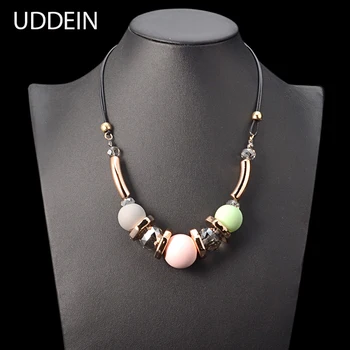 

UDDEIN Exaggerate Geometric Plastic Pendant Vintage Statement Choker Necklace Black Leather Chain Women Party Jewelry Collier