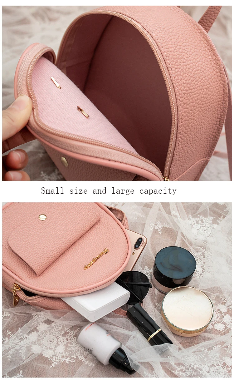 School Backpack Mini Backpack Women PU Leather Shoulder Bag For Teenage Girls Kids Multi-Function Small Bagpack Female Ladies