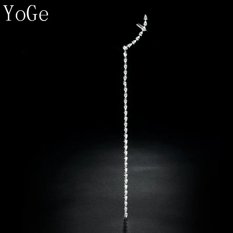 

YoGe statement Jewellery, E8332 Fashion New Design stylish AAA CZ single ear cuff long Earrings ,women's accessaries