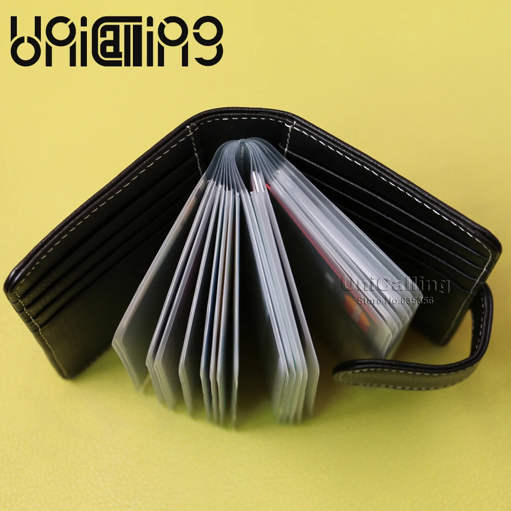 New style Large capacity men card holder solid color Casual cow leather