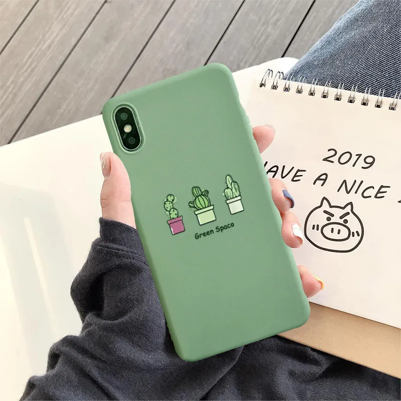 JAMULAR милый Зеленый Кактус в горшке парный чехол для iPhone XS MAX X XR 7 8 6 6s Plus Мягкий ТПУ