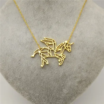 

Wholesale Hot Sale Fashion Flying Unicorn Necklace Women Animal Geometric Unicorn Necklace Jewelry Gift Gold Color
