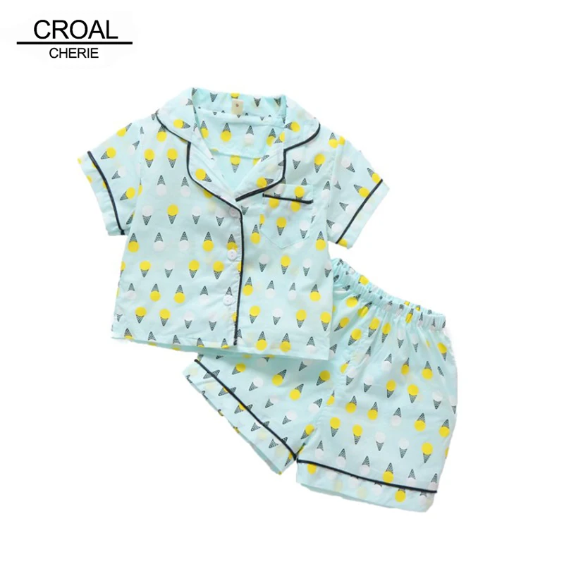 

CROAL CHERIE Korean Pijama Infantil Summer Children Sleeping Wear Clothes Sets Pijamas Kids Suits Sleepwear For Baby Girls