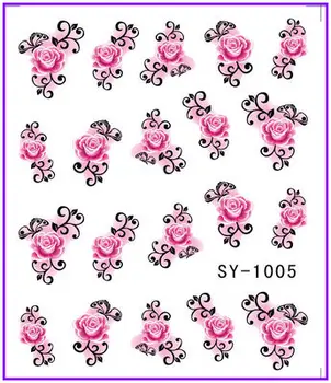 

6 PACK/ LOT GLITTER WATER DECAL NAIL STICKER FLOWER WATER LILY CRAPE MYRTLE SY1005-1010