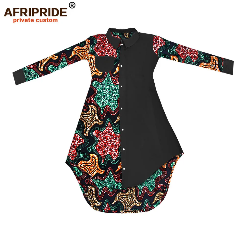Весеннее платье в африканском стиле для женщин AFRIPRIDE, сделанное на заказ, однобортное женское Повседневное платье до середины икры с длинным рукавом, A1825094