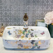 Овальная ванная комната гардеробная раковина для умывания фарфоровая раковина керамическая раковина столешница Бабочка керамическая раковина ванная раковина