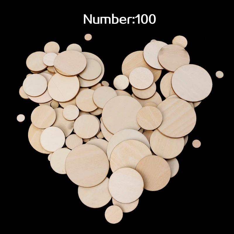 

100Pcs Wooden Mini Mixed Circles Round Ring Craft Card Making Scrapbooking Decor