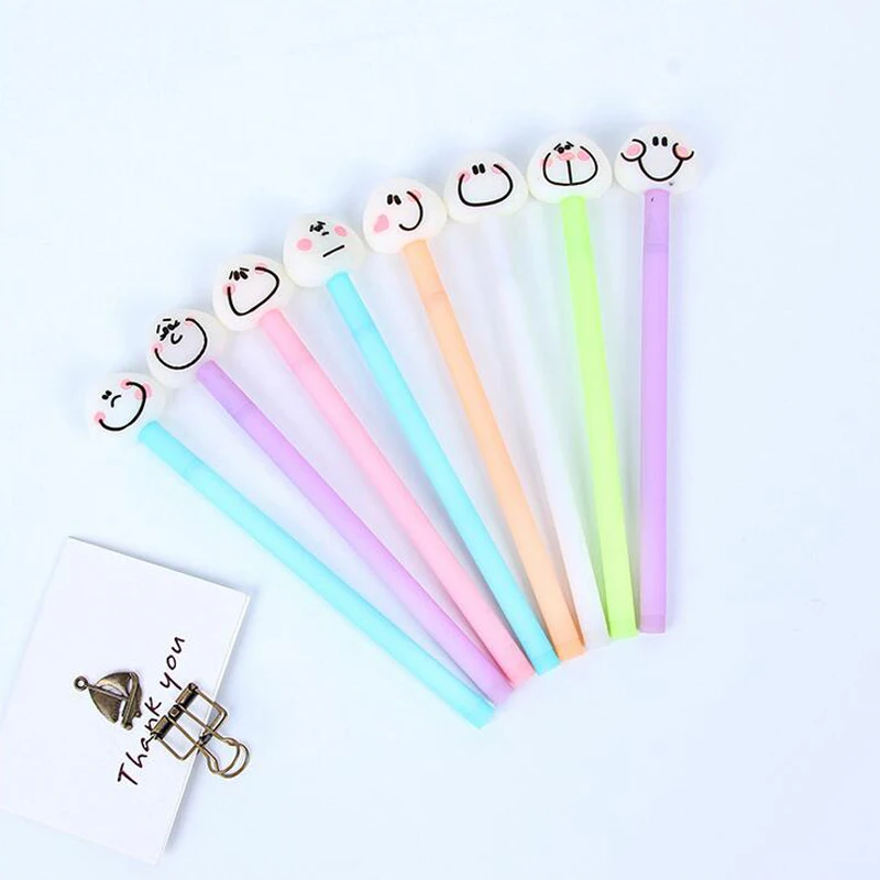 

8 pcs/Lot Cute Rice Cake Gel Pen 0.5mm Black Ink Pens Stationery Office & School Supplies Canetas lapices Free Shipping
