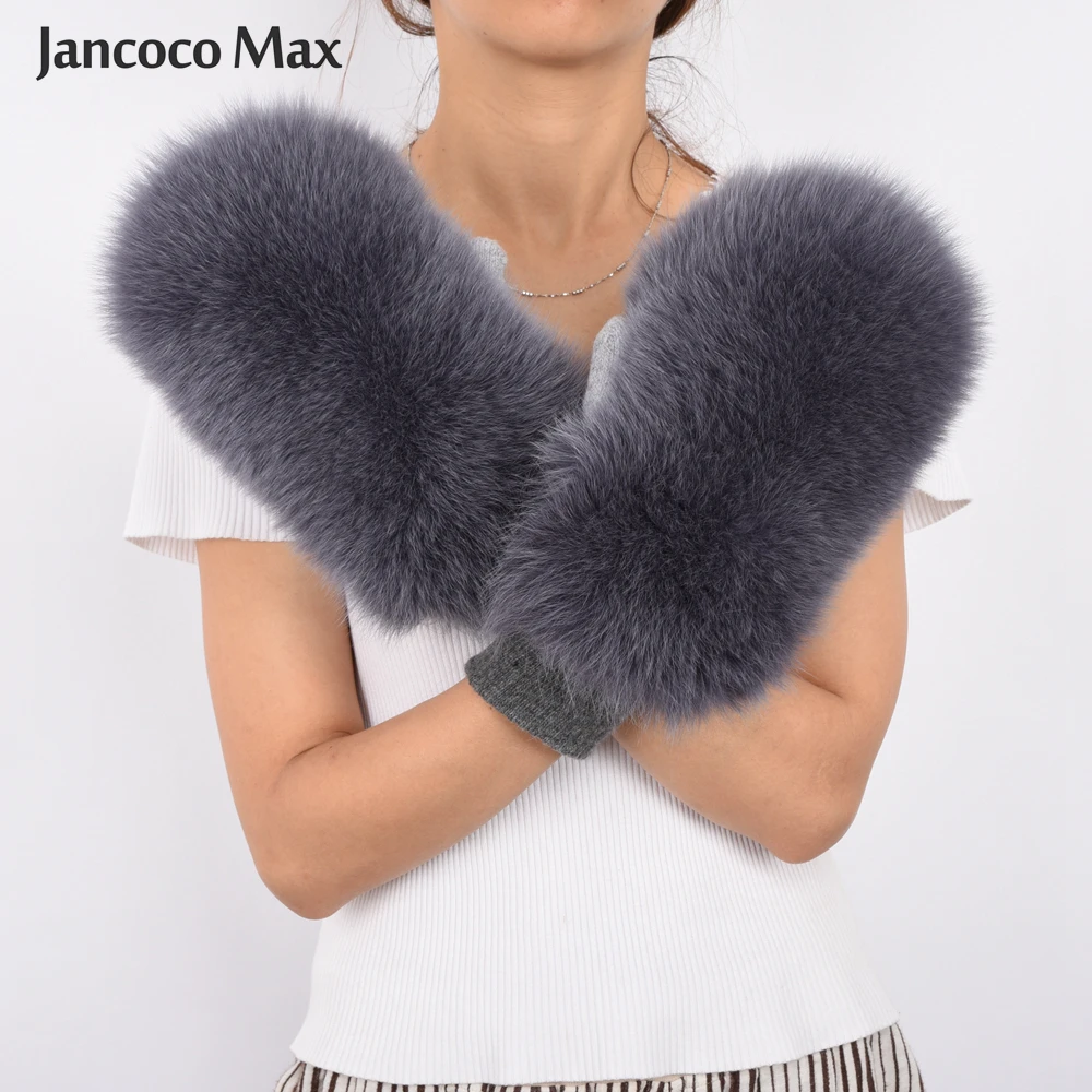 Новое поступление женские зимние толстые теплые перчатки из натурального Лисьего меха Модные женские перчатки высокого качества S7325