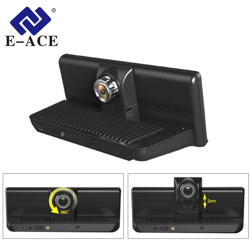 E-ACE Car DVR Camera 8 Inch Video Recorder 4G Android Full HD 1080P GPS Navigator ADAS Dash Cam Aut
