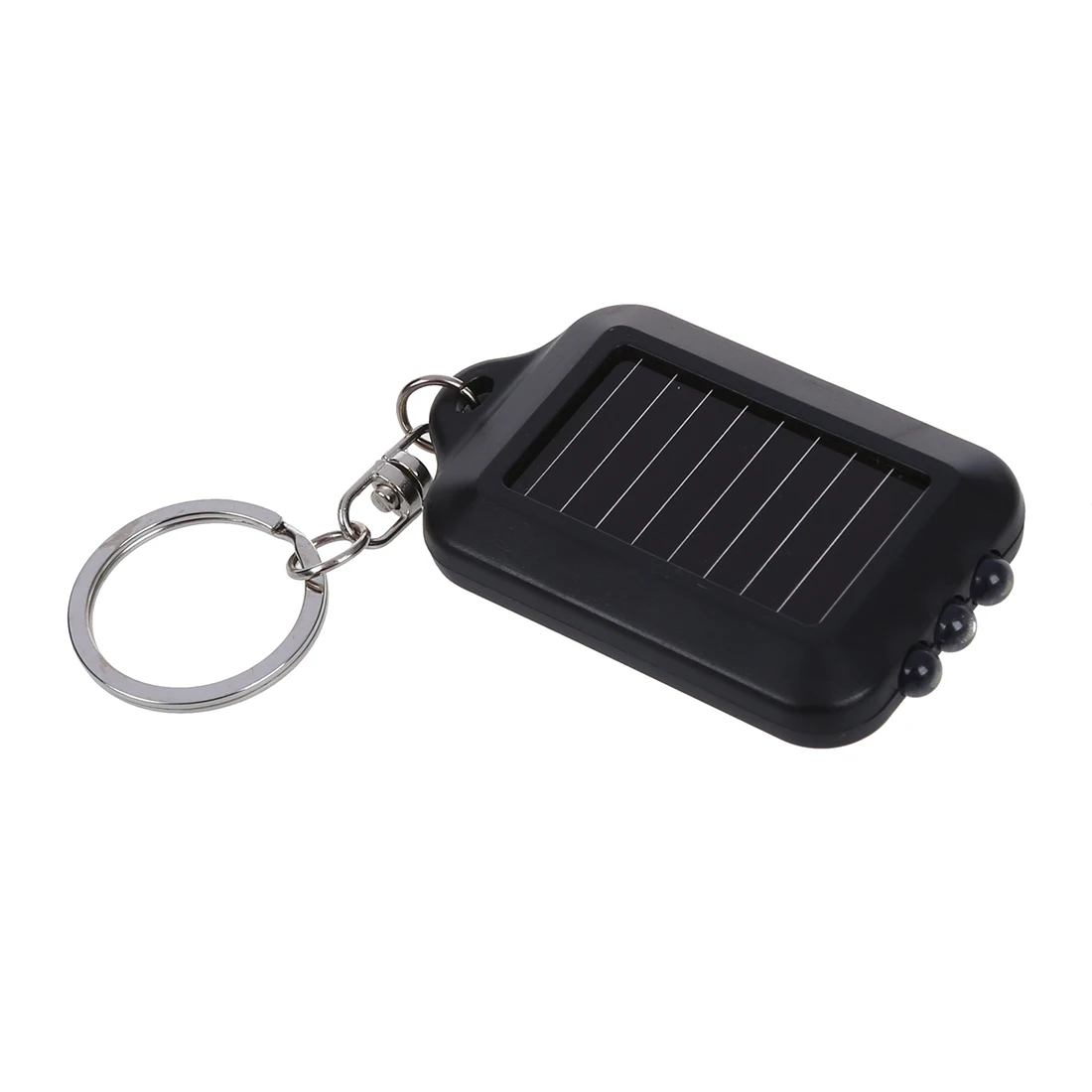 

10X Mini Solar Power Rechargeable 3LED Flashlight Keychain Light Torch Ring New - black