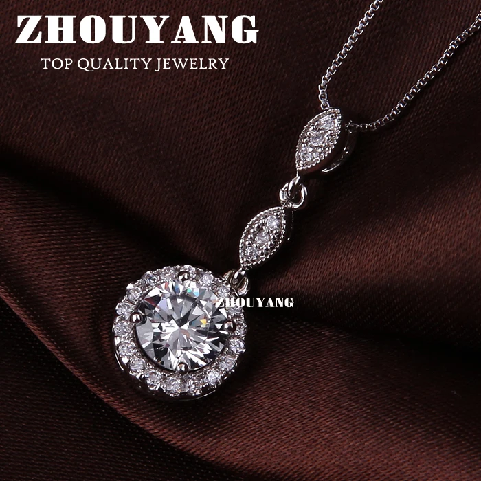 ZHOUYANG Top Quality ZYN429 CZ Silver Color Fashion Pendant Jewelry Made with Austria Crystal Elements Wholesale