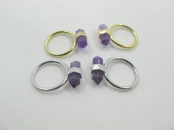 

New designed!Natural High Quality Amethys t Quartz Point Ring,gem stone jewelry ring 3pcs/lot