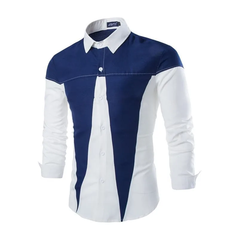 Brand New font b Men s b font Casual font b Shirt b font Social Contrast