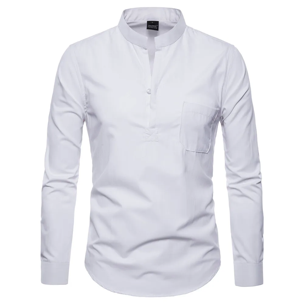 Бренд 2018 модные мужские рубашки высокого качества с длинными рукавами Топы Твердые Цвет мужская одежда Рубашки Slim Для мужчин рубашка XXL
